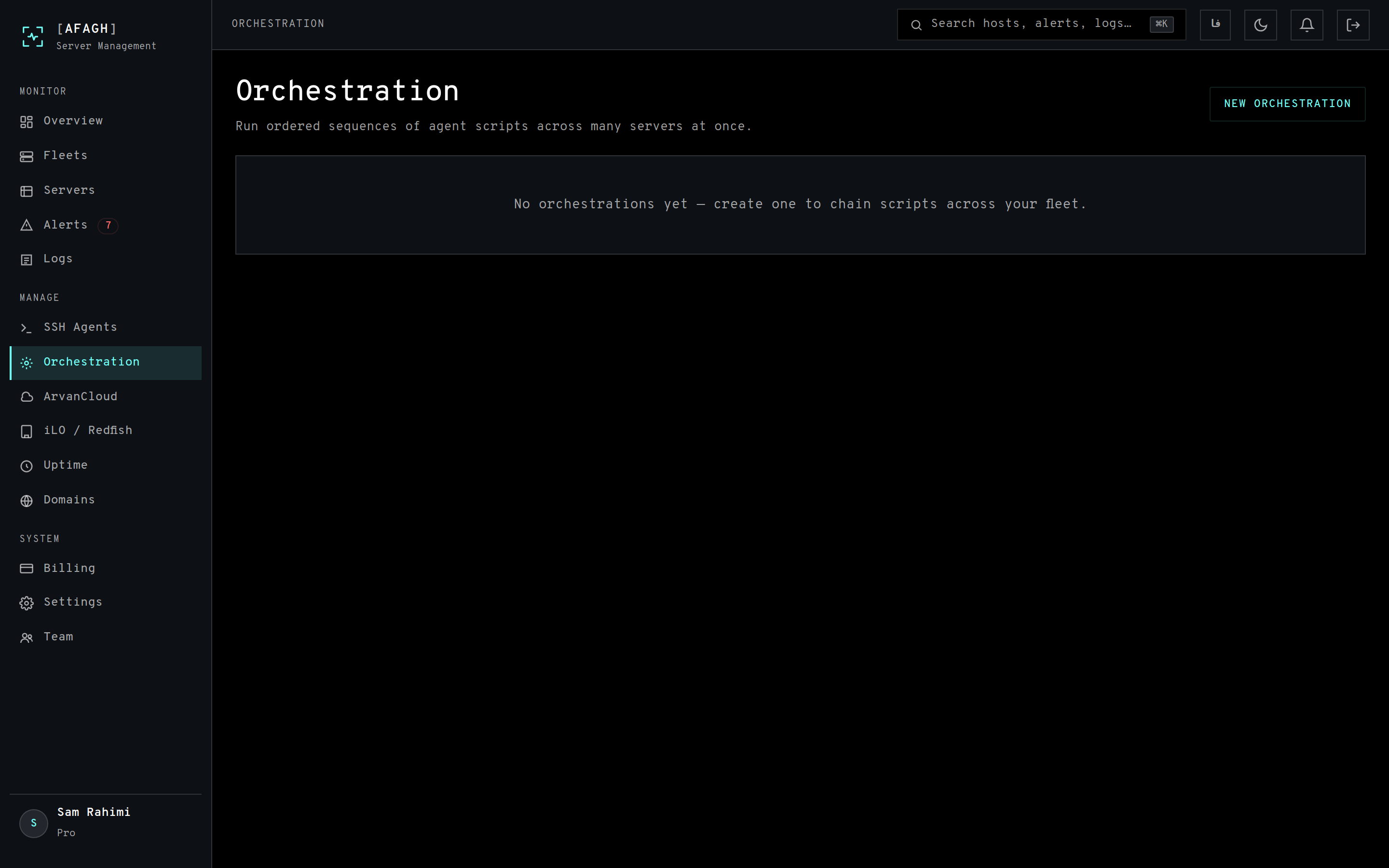 The orchestration page listing multi-step routines
