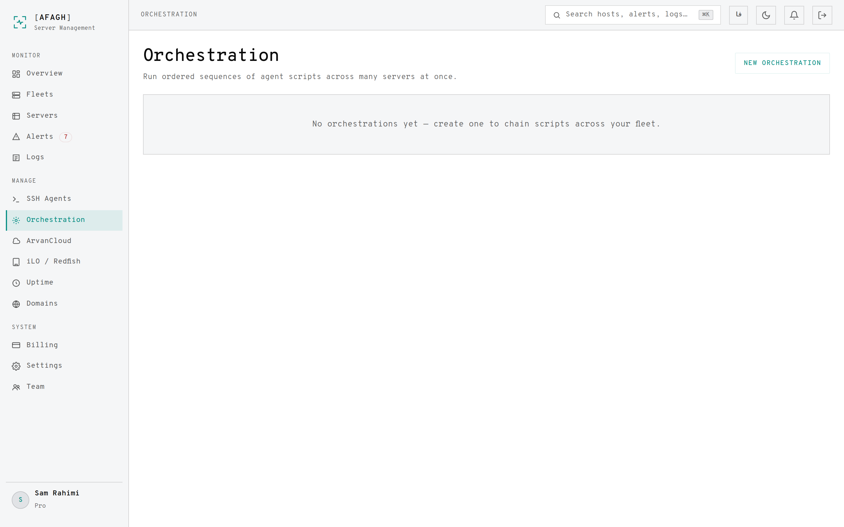 The orchestration page listing multi-step routines